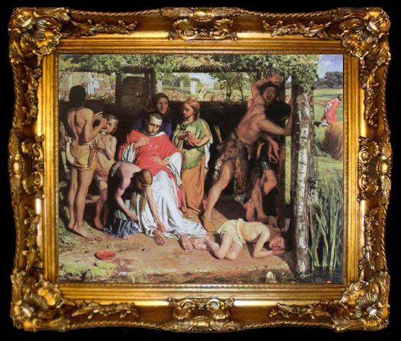 framed  William Holman Hunt a converted british family sheltering a christian priest from the persecution of the druids, ta009-2